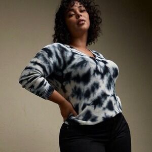 Torrid Black Gray Tie Dye Cotton‎ Pullover Sweater Size 3X